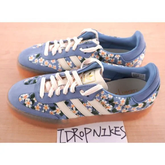 Adidas Sambae x Liberty London Tactile Blue Floral Women's Shoes - Picture 2 of 11